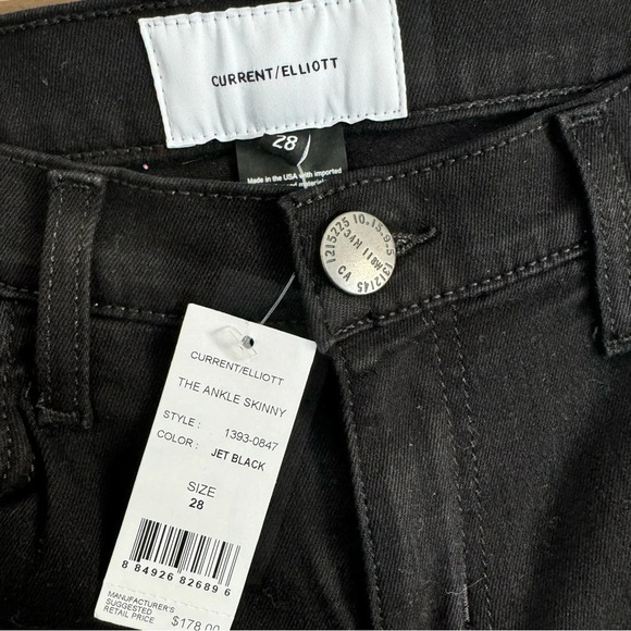 Current/Elliot The Ankle Skinny in Jet black Size: 28 New With Tags - Picture 5 of 5